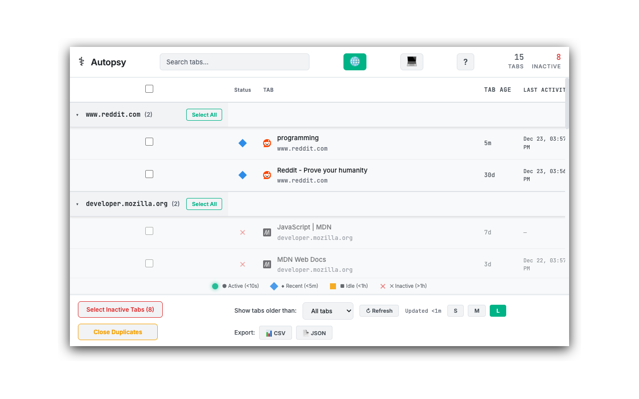Tabs grouped by domain